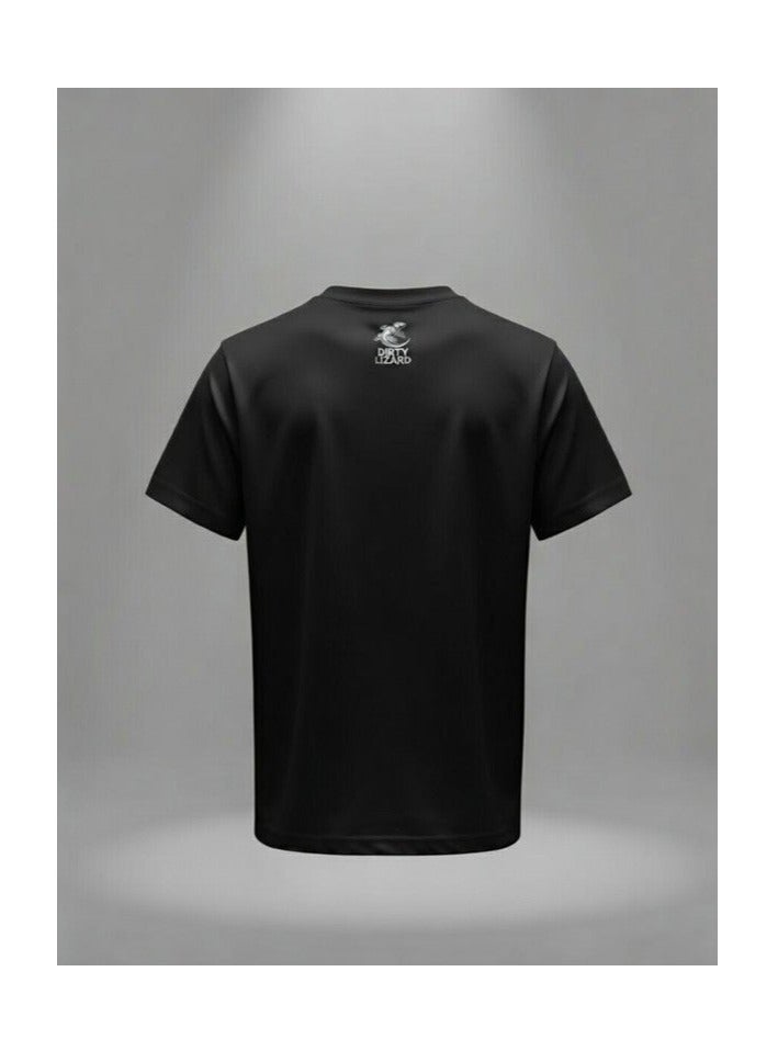 Dirty Lizard Black printed t-shirt with Street wear image 100% cotton 60 - Image 2