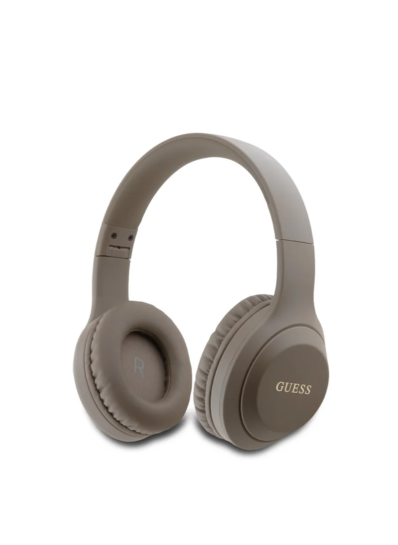 GUESS Headphones with Classic Printed Logo / Powerful Bass Balanced Treble / High Quality Comfort Cushion / Voice Assistant Hands Free Calling / USB Type-C Connecting - Brown