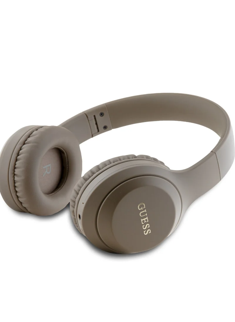 GUESS Headphones with Classic Printed Logo / Powerful Bass Balanced Treble / High Quality Comfort Cushion / Voice Assistant Hands Free Calling / USB Type-C Connecting - Brown