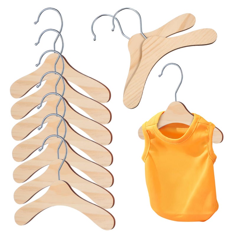 Wooden Pet Clothes Hangers 10Pcs Durable Portable Organizer For Dog Cat Apparel - Image 2