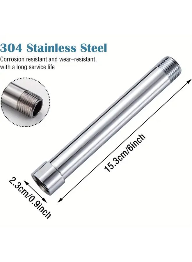 Silvery G1 2 Inch Shower Arm Extension Pipe 6 Inches With Teflon Tape For Bathroom - Image 3