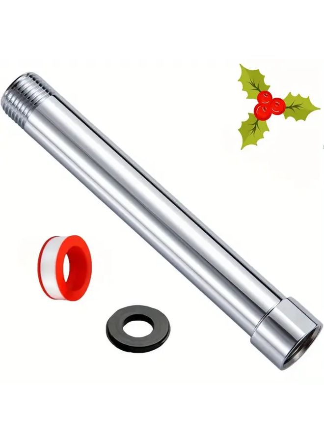 Silvery G1 2 Inch Shower Arm Extension Pipe 6 Inches With Teflon Tape For Bathroom - Image 1