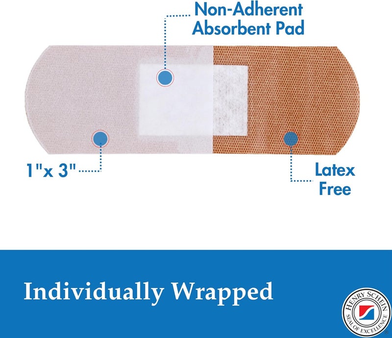 Henry Schein Sterile Adhesive Fabric Bandages 1 x 3  Box of 200 Flexible Breathable Strips  Soft Stretchable Wound Covers for First Aid Medical Use Clinics  Emergency Kits - Image 2