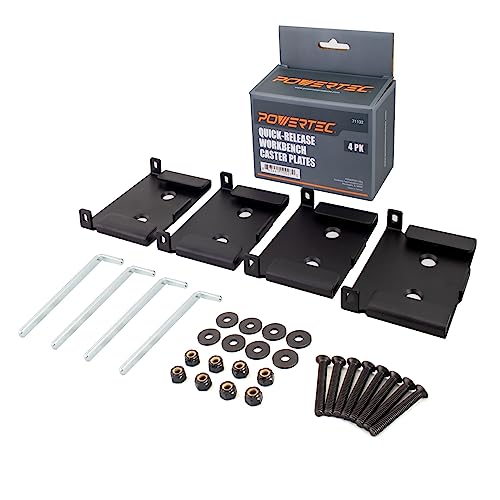 POWERTEC 71132 QuickRelease Workbench Caster Plates 4Pack