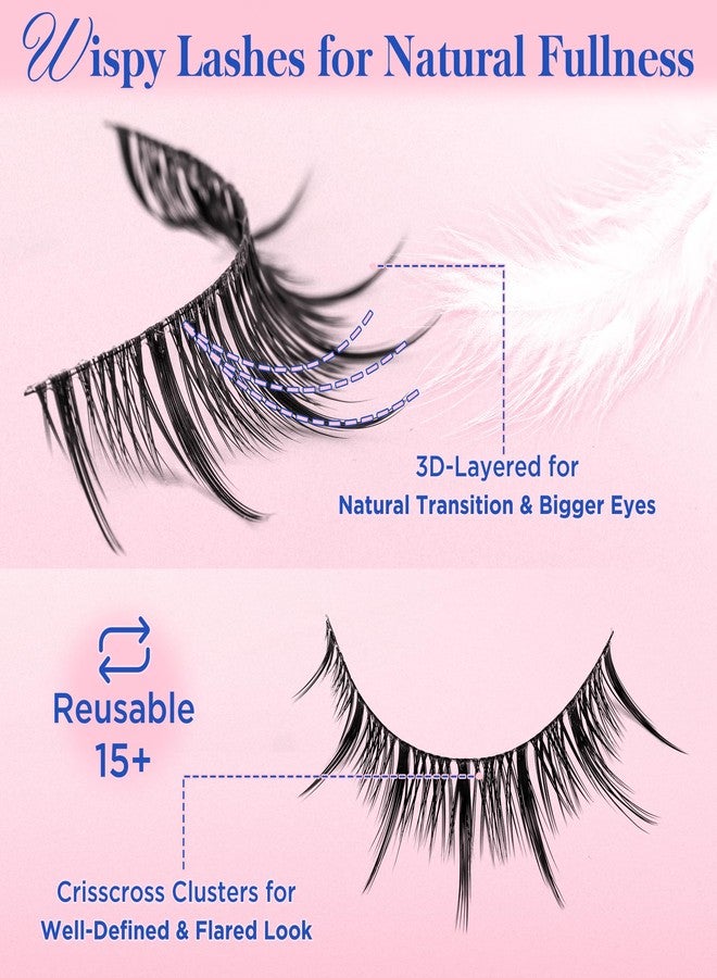 Bepholan Manga Eyelashes Natural Look False Eyelashes Anime Lashes Wispy Fluffy Spiky 3D Volume Eyelashes Pack Cosplay Fake Eyelashes Look Like Individual Cluster 7 Pairs(AN02） - Image 3