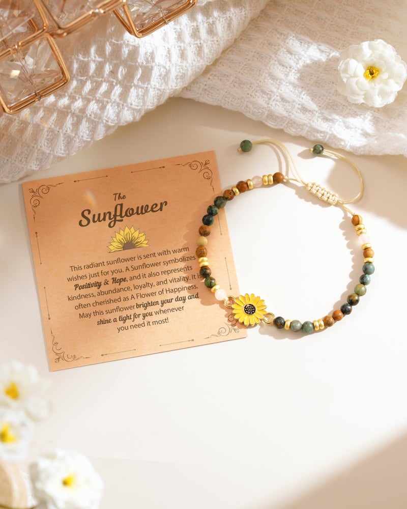 Tarsus Sunflower Gifts for Women, Inspirational Bracelet for Women Sunflower Bracelets Jewelry Gifts for Teen Teenage Birthday Christmas Stocking Stuffers - Image 4
