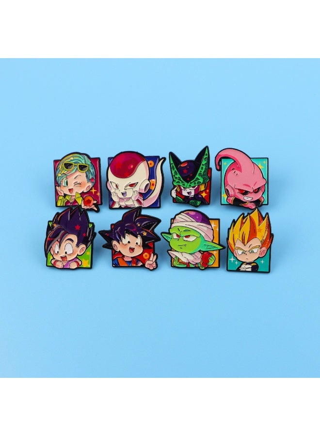 Dragon Ball Z Anime Enamel Pins Set 8Pcs, Cute Q Version Character Zinc Alloy Brooches, Lapel Badges for Backpack Clothing Cosplay Gift - Image 1