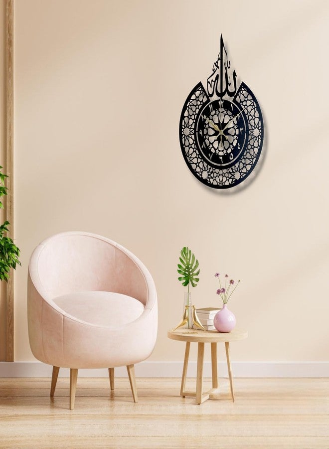 Arabs Heavy Metal Surah Al Ikhlas Metal Islamic Analog Clock for Living Room, Bedroom, Office, Home and Hall, 45 Cm X 45 Cm,Black - Image 2