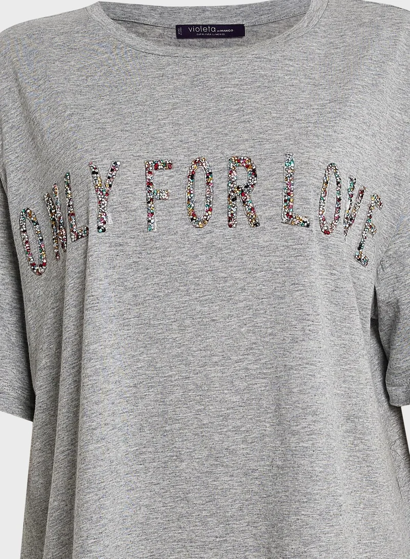 Violeta By Mango Slogan T-Shirt