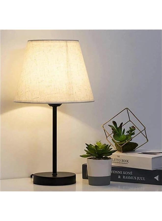 Beauenty Table lamp, bedroom lamp with burlap shade and metal base, modern bedside lamp, living room, study room with light bulb - Image 2