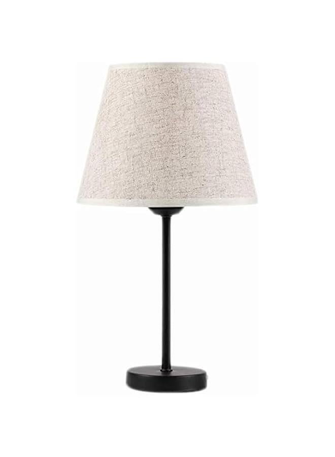 Beauenty Table lamp, bedroom lamp with burlap shade and metal base, modern bedside lamp, living room, study room with light bulb - Image 3