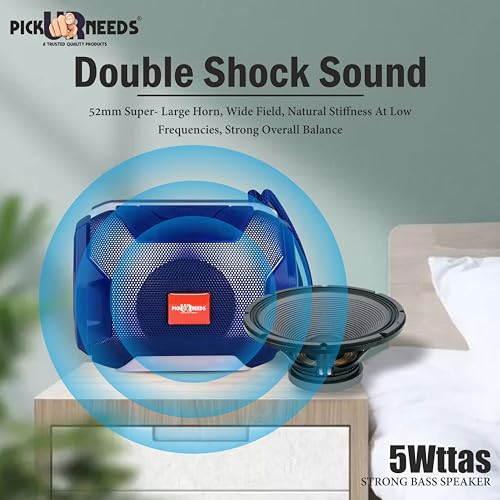 Pick Ur Needs Wireless Rechargeable Mega Bass Portable Bluetooth Speaker | Water Proof | Splash Proof | Premium Speaker Compatible with All Mobile Phone (Blue) - Image 4