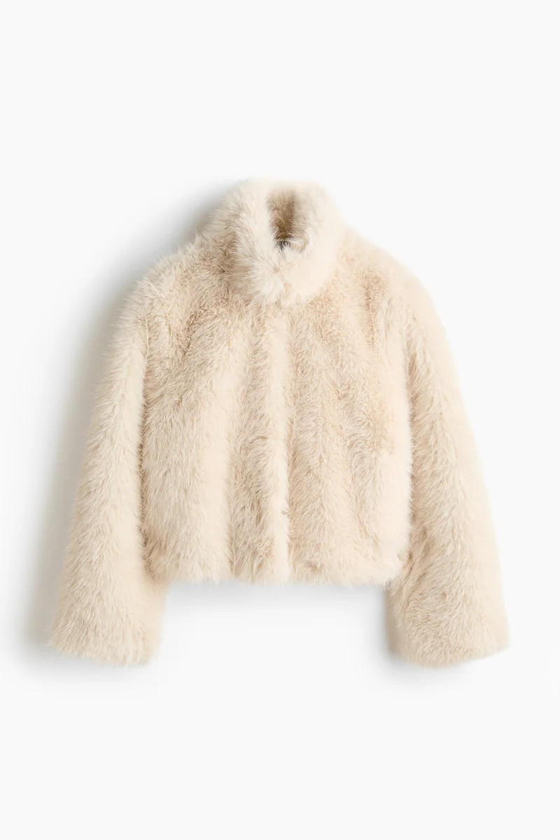 H&M  Fluffy funnel-collar jacket for Women | Best Price UAE