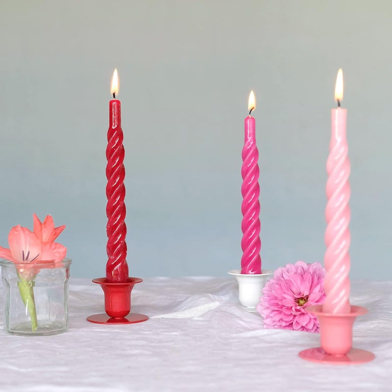 شموع “Candles with a Twist®”， مصنوعة في إيطاليا، متوفرة بـ 25 لونًا، شموع للعشاء، شموع ملتوية تحترق لمدة 5 ساعات، شموع مخروطية الشكل، مطلية، مجموعة هدايا من الشموع بدون رائحة، 6 قطع. الحجم: 2.2 × 21 سم (لون التراكوتا). - Image 3