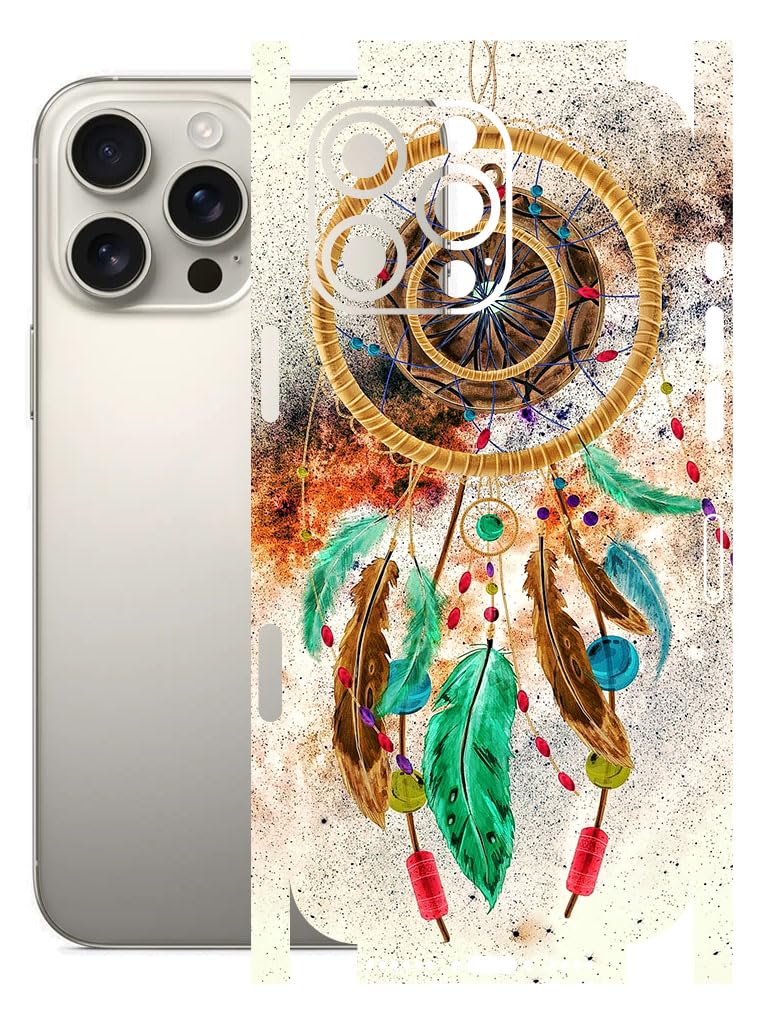 AtOdds - Full Body Back Screen Guard Protector Film - Lamination Wrap Skin Sticker for iPhone 16 Pro Max | Scratchproof Matte Finish (Design - Dream Catcher) - Image 1
