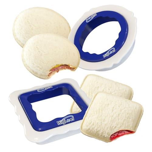 BigLeef Uncrustable Sandwich Cutters for Kids Lunch, Sandwich Cutter And Sealer To Make Crustless PBJ, Decruster Sandwich Maker for Kids Boys Girls Lunch Accessories, Dishwasher Safe, Round & Square - Image 1