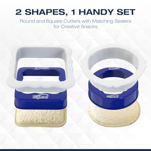 BigLeef Uncrustable Sandwich Cutters for Kids Lunch, Sandwich Cutter And Sealer To Make Crustless PBJ, Decruster Sandwich Maker for Kids Boys Girls Lunch Accessories, Dishwasher Safe, Round & Square - Image 2