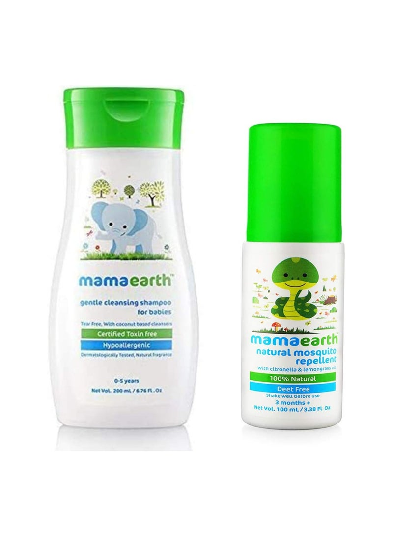Mama Earth Mamaearth Gentle Cleansing Shampoo, 200ml Mosquito Repellent Spray, 100ml, Pack of 2 - Image 1