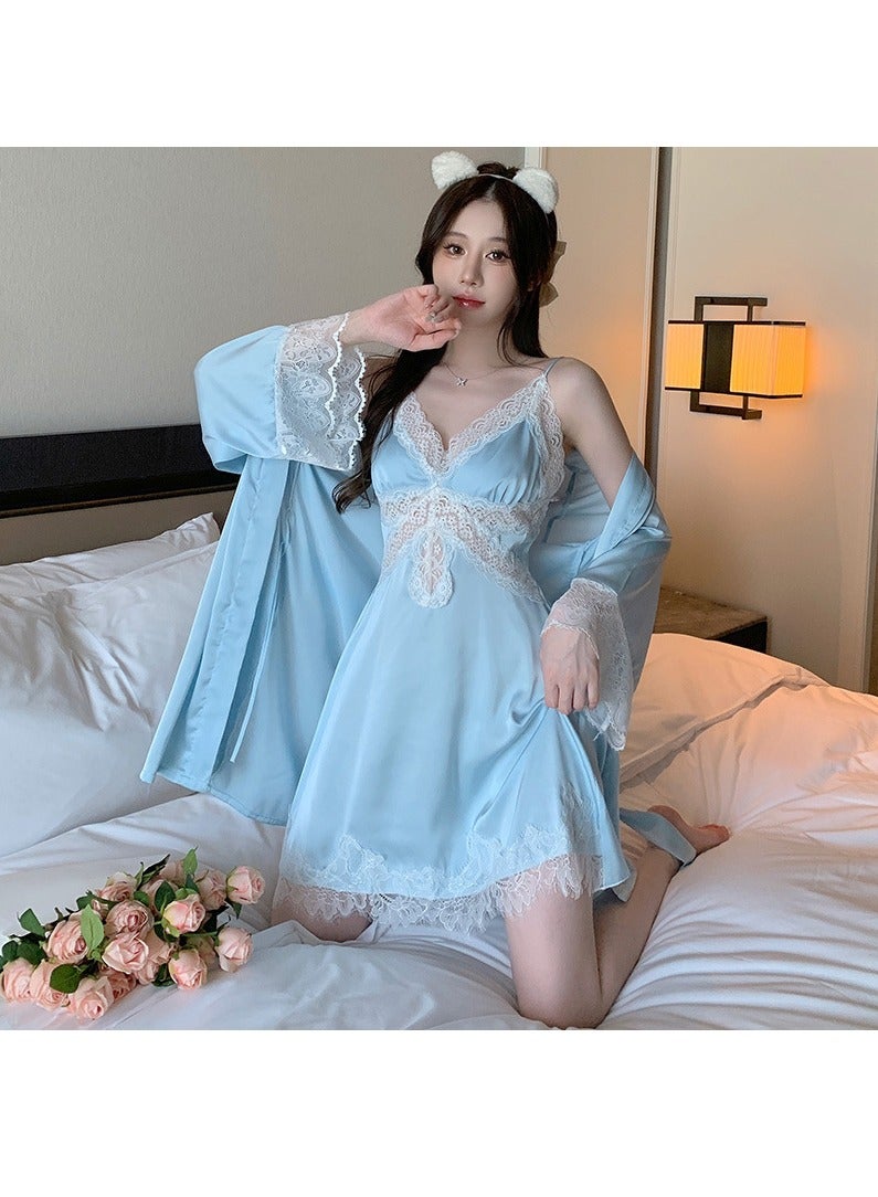 KUYING New Two-Piece Set Of Ice Silk Pajamas - Image 2