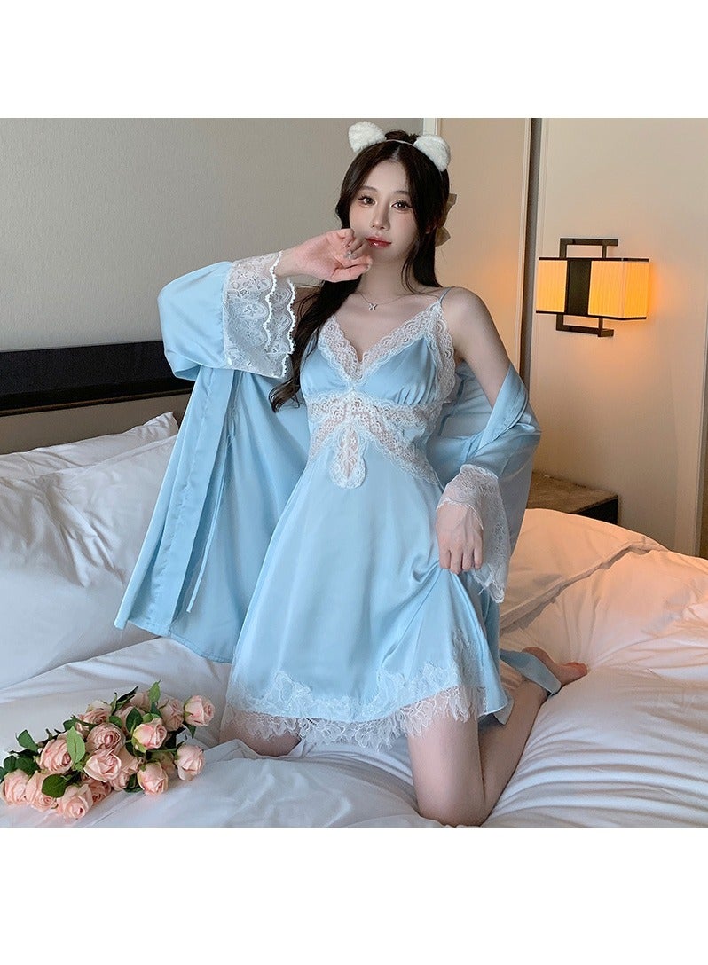 KUYING New Two-Piece Set Of Ice Silk Pajamas - Image 1