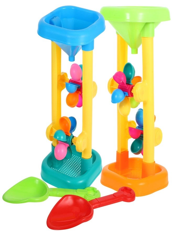 Vaguelly Water Wheel Toy Set Plastic Kids Beach and Water Wheel Toy Outdoor Beach Hourglass Sifting Funnel Random Color - Image 1