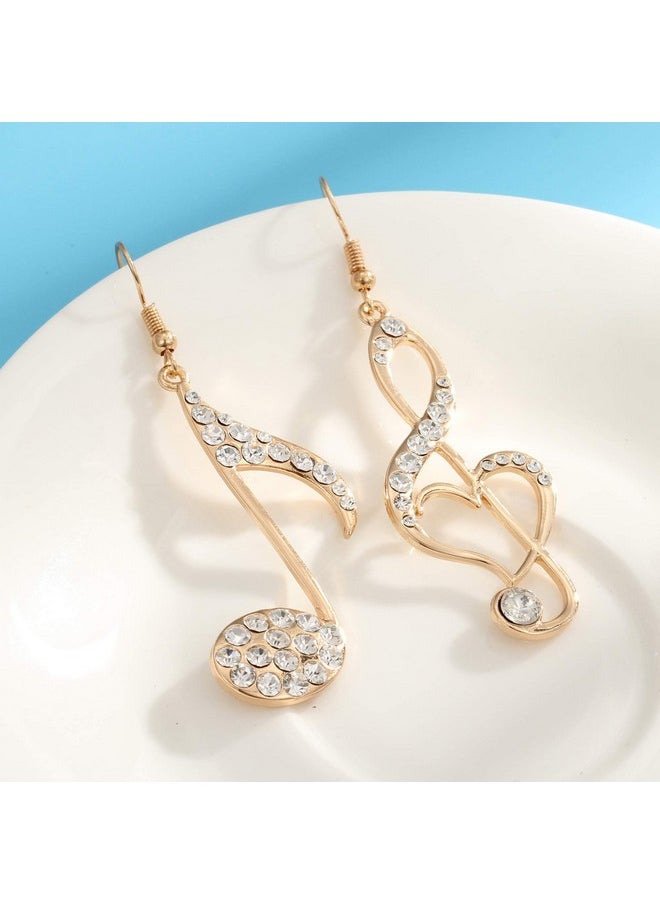 BIRSTONE Treble Eighth Music Clef Note Fish Hook Dangle Earrings (H-Gold)  - Image 4