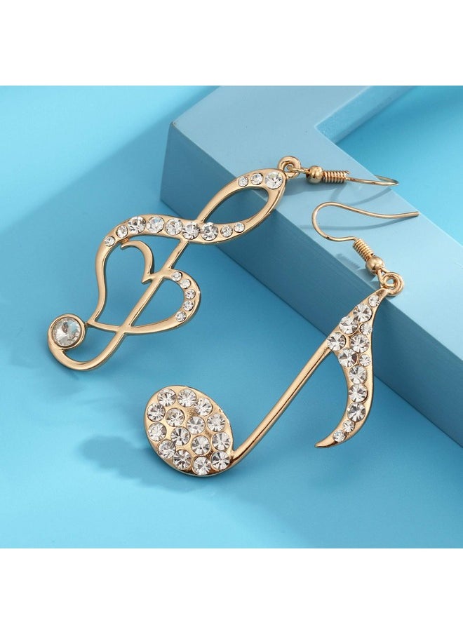 BIRSTONE Treble Eighth Music Clef Note Fish Hook Dangle Earrings (H-Gold)  - Image 5