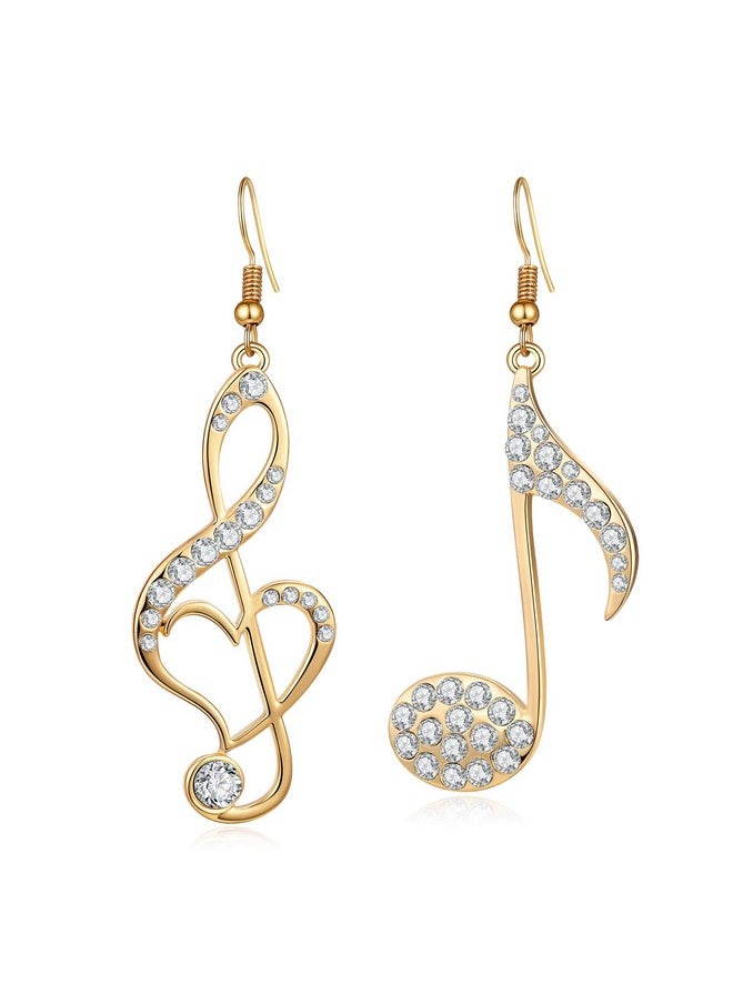 BIRSTONE Treble Eighth Music Clef Note Fish Hook Dangle Earrings (H-Gold)  - Image 1