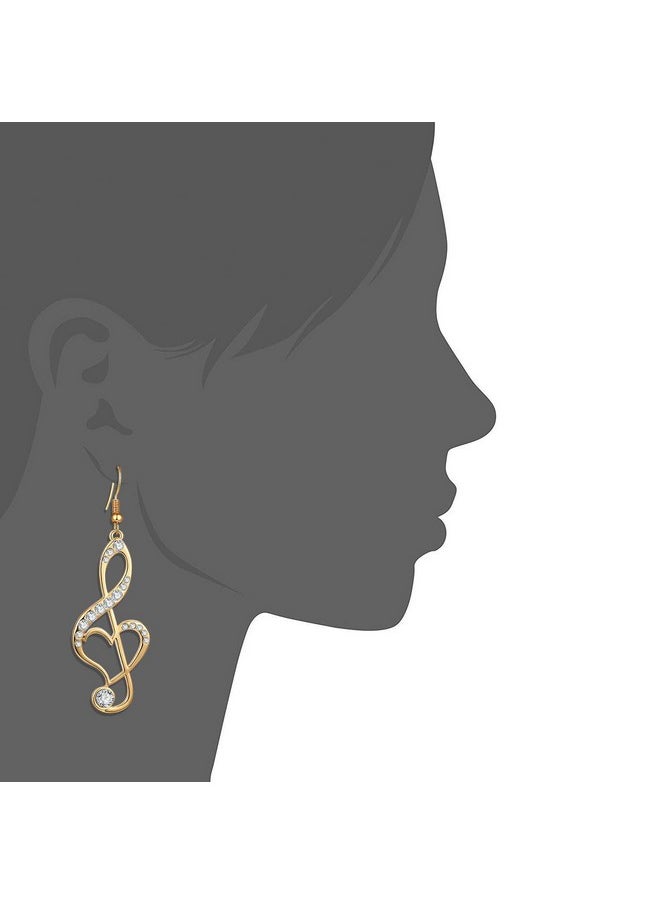 BIRSTONE Treble Eighth Music Clef Note Fish Hook Dangle Earrings (H-Gold)  - Image 2