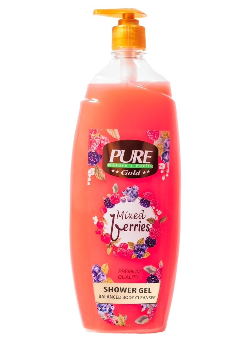 PURE Shower Gel Balanced Body Cleanser With Mixed Berries 1000 g - Image 1
