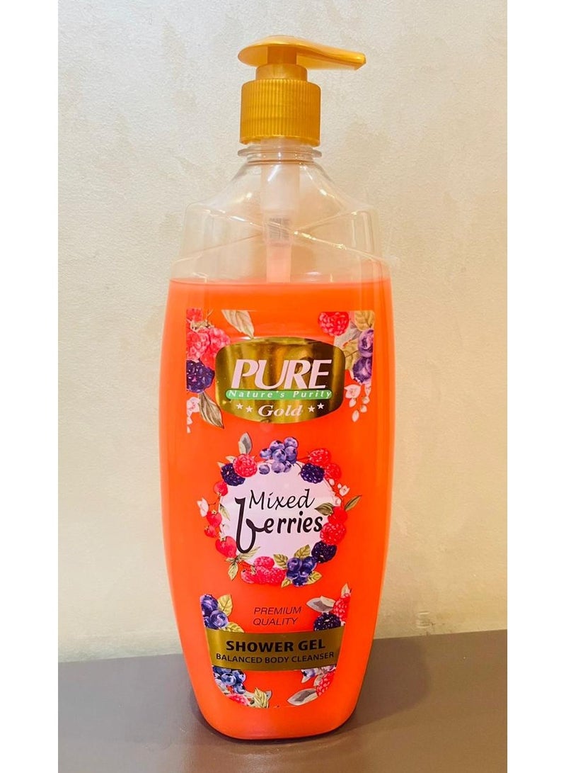 PURE Shower Gel Balanced Body Cleanser With Mixed Berries 1000 g - Image 2