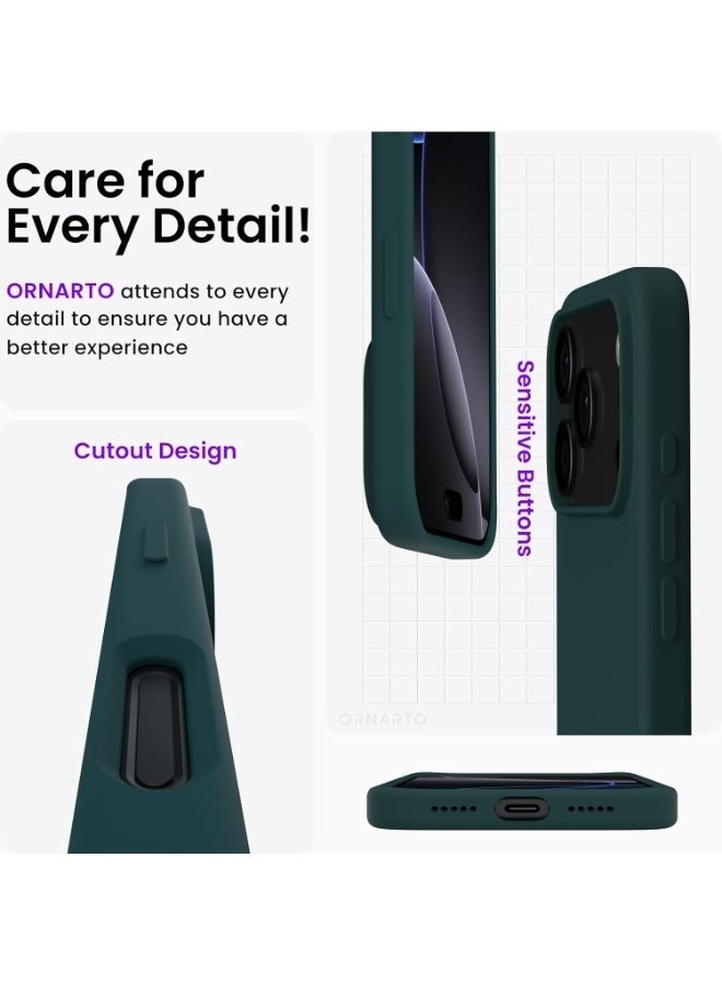 ELTRAZONE Silicone Case Compatible with iPhone 17 Pro | Slim Liquid Silicone Shockproof Phone Case with 3-Layer Soft Rubber Bumper & TPU Lining | Slim Lightweight Protective Cover – Dark Green - Image 3