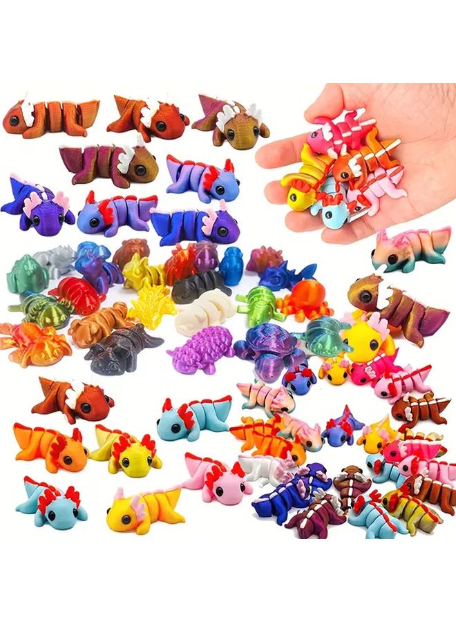 12Pcs 3D Printed Mini Animal Figurines Flexible Fidget Toys Desk Ornaments - Image 1