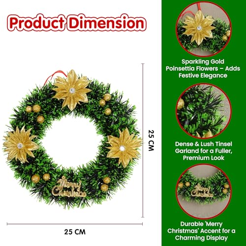 Kidology Christmas Artificial Pine Wreath with Red Berries & Snowy Accents | Indoor & Outdoor Holiday Decoration for Front Door, Mantle, Wall & Window (Pack of 1) - Image 3
