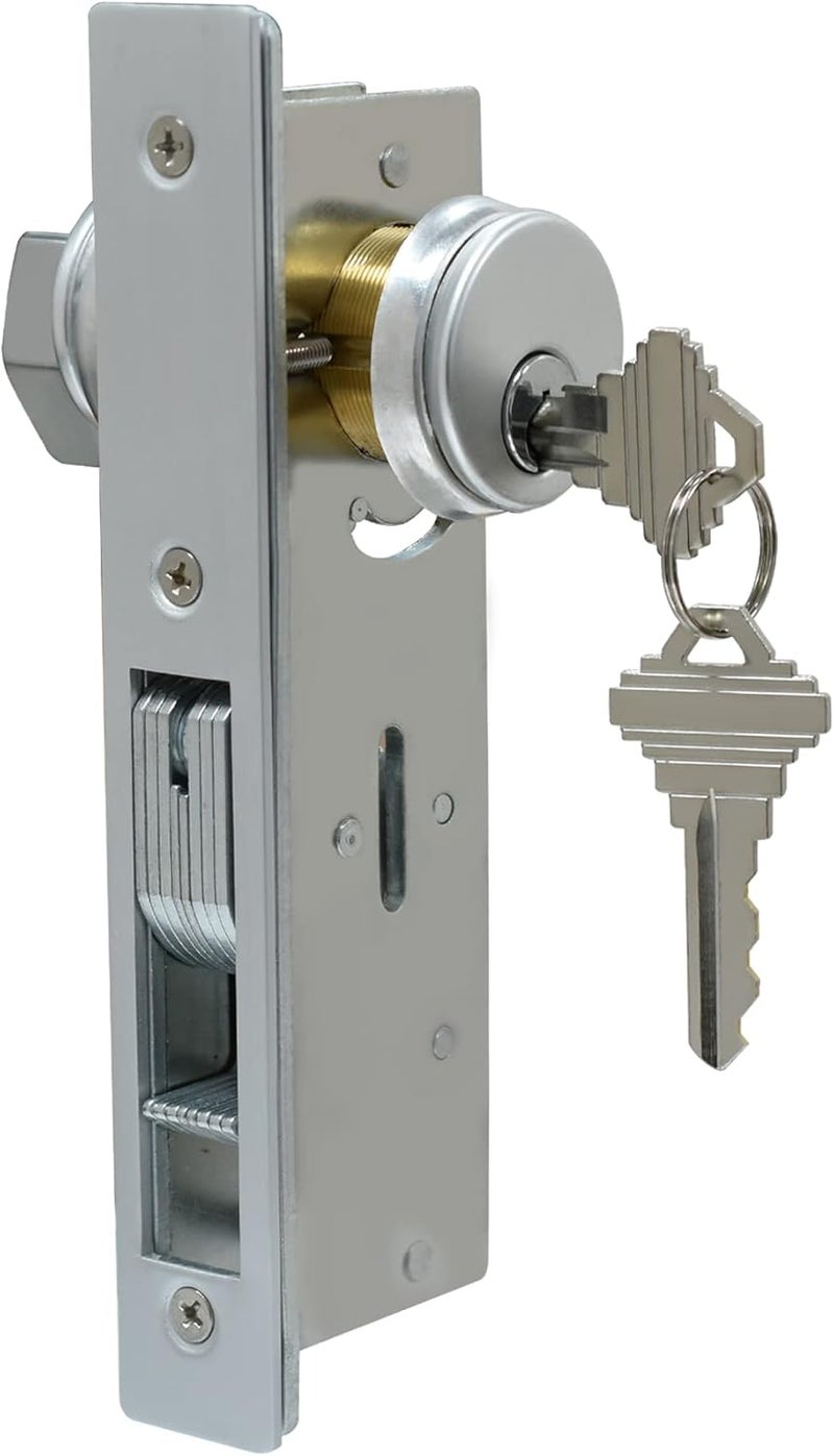 AIsecure Storefront Door Lock Alsecure Commerical Door Mortise Lock for Aluminum Shop Doors 1.1/8 inch Backset Silver - Image 4