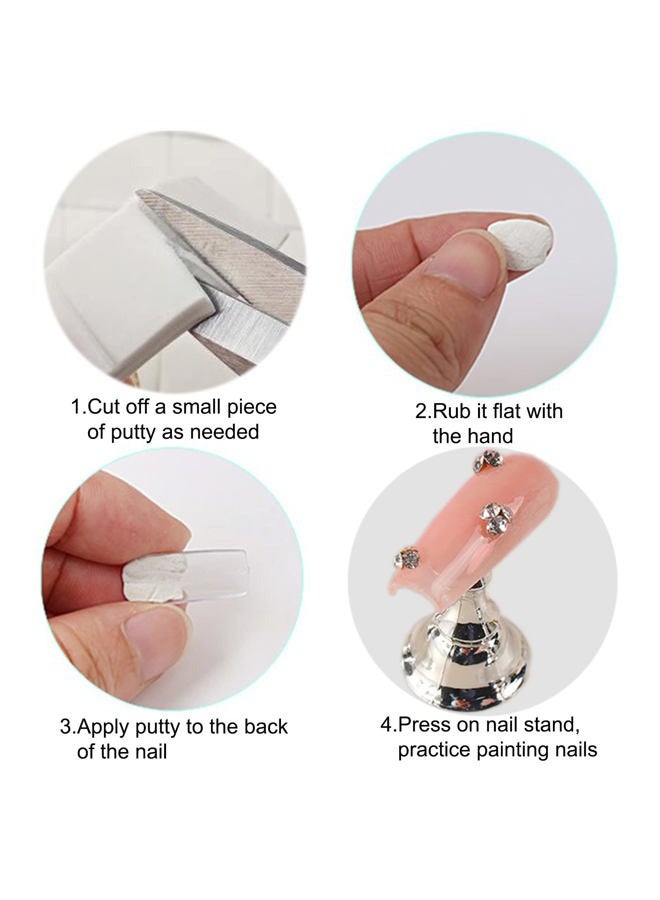 ZOQINI 1Set Acrylic Nail Stand with 42pcs Reusable Putty Metal Nail Holder for Painting Nail Display Stand Nail Hand Practice Nail Tip Stand Magnetic Nail Art Tools DIY for Homes and Salons - Image 4