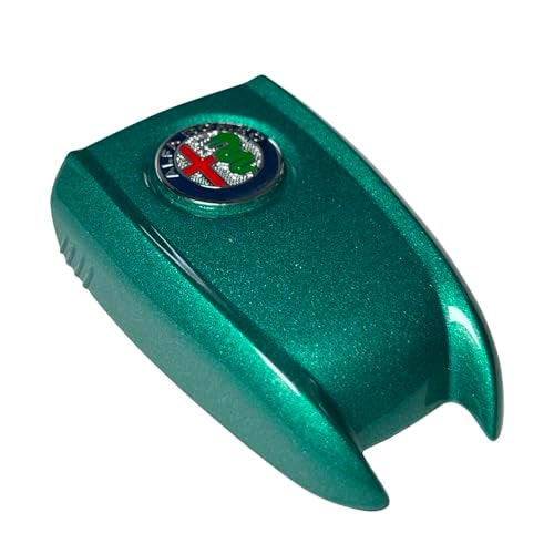 JUNMEI ABS Carbon Fiber Style 3D Color Black Logo Car Smart Remote Key Fob Cover Case Replace for Alfa Romeo Giulia Stelvio Tonale (Color Logo, Green A)… - Image 5