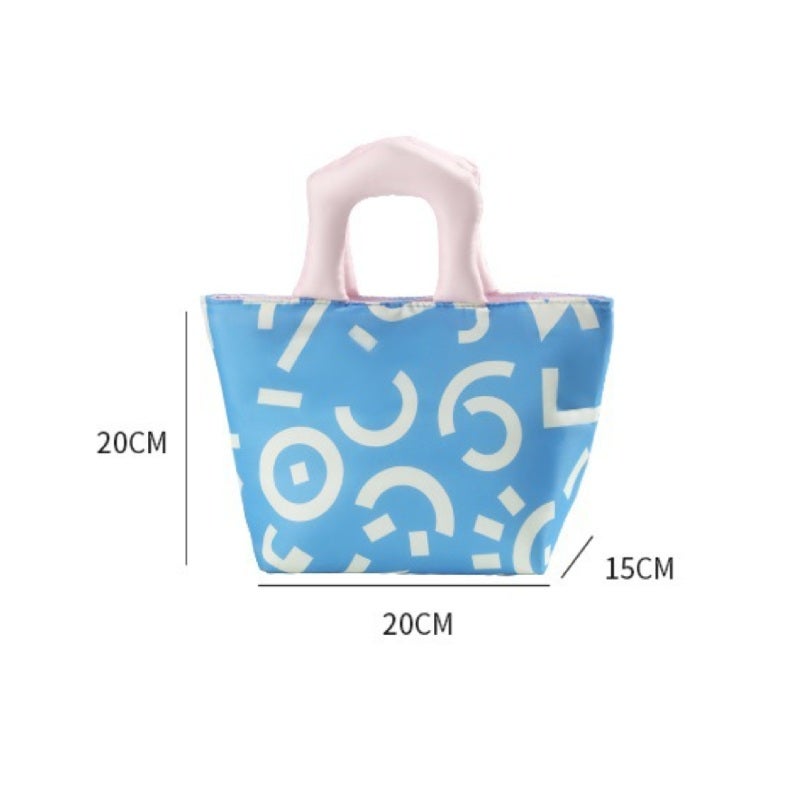 Insulated Lunch Bag: Deep Blue Graffiti Art-Inspired Bag - Reinforced Padded Handles Wear-Resistant Anti-Fouling Aluminum Film for Daily Fresh Food Storage - Image 5