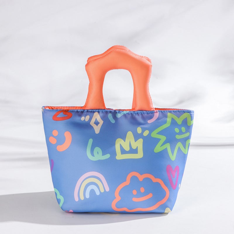 Insulated Lunch Bag: Deep Blue Graffiti Art-Inspired Bag - Reinforced Padded Handles Wear-Resistant Anti-Fouling Aluminum Film for Daily Fresh Food Storage - Image 1