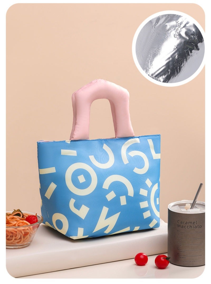 Insulated Lunch Bag: Deep Blue Graffiti Art-Inspired Bag - Reinforced Padded Handles Wear-Resistant Anti-Fouling Aluminum Film for Daily Fresh Food Storage - Image 4