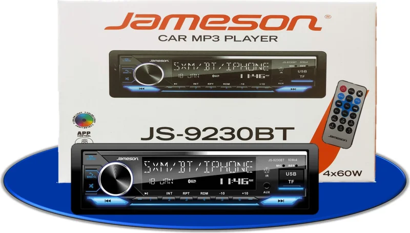 JAMESON JS-9230BT USB Charge/Bluetooth/AUX/Memory Card/LCD Display Dual Amplifier OUTPUT/4X60WATT Car Tape
