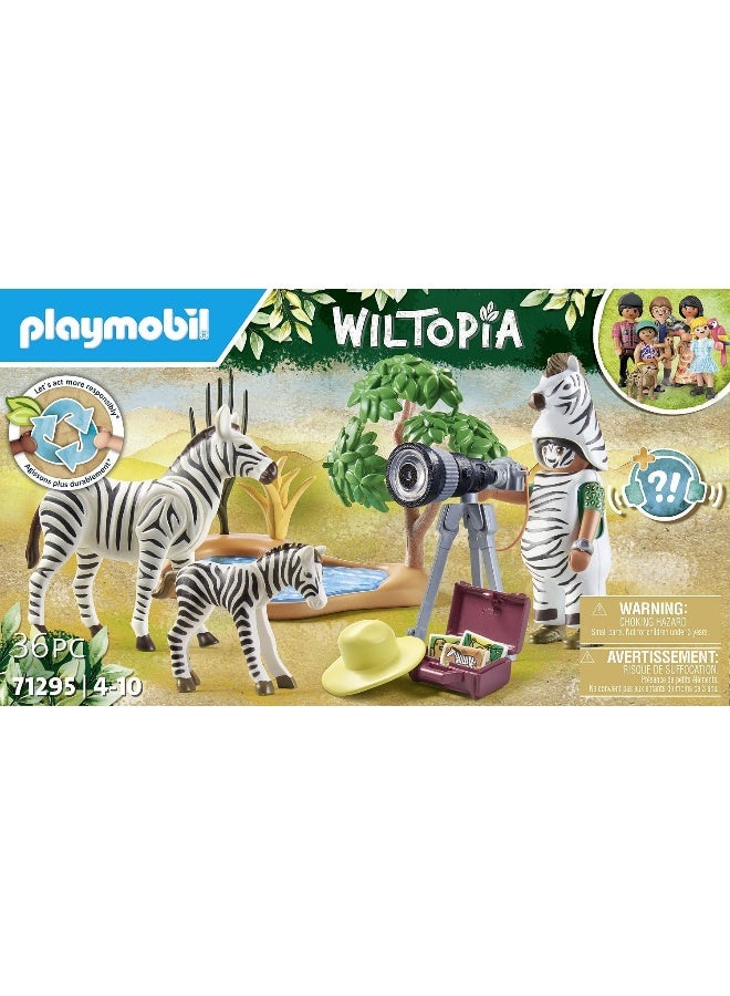 بلاي موبيل بلايموبيل ويلتوبيا – مجموعة المصور مع الحمار الوحشي | مجسمات، حيوانات حمار وحشي، إكسسوارات كاميرا وعناصر لعب إبداعية في عالم الحياة البرية | موديل 71295 | لعبة إبداعية للأطفال بعمر 4 سنوات فما فوق | 71295 - Image 4