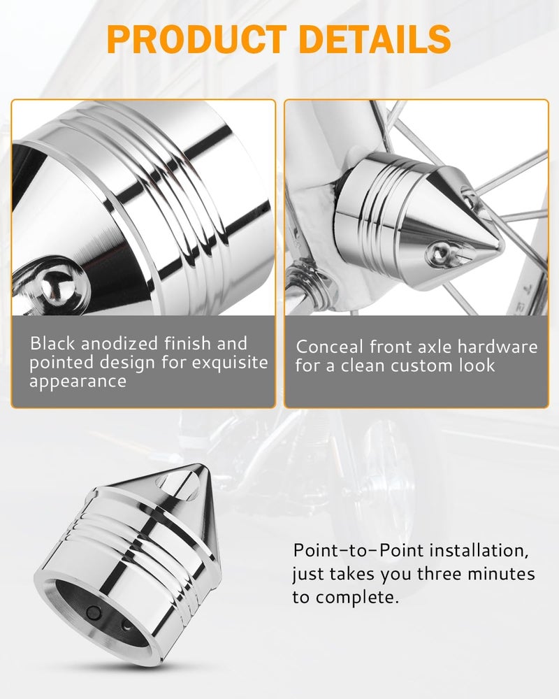 PBYMT Chrome Front Axle Nut Cover for Harley Davidson - Image 5