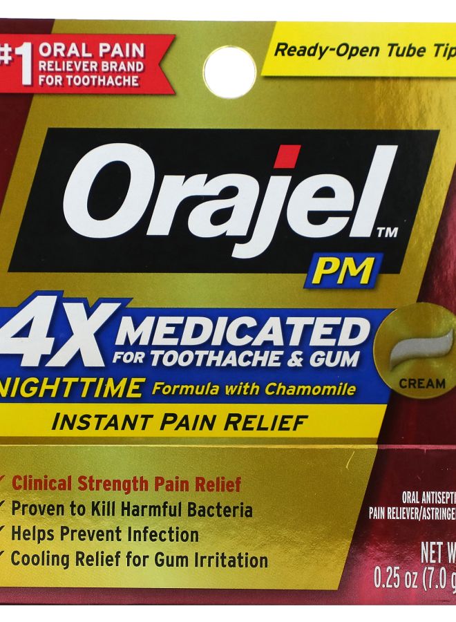 Orajel كريم PM 4X الطبي لآلام الأسنان واللثة 0.25 أونصة (7 جرام)