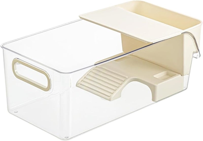 حاوية موطن السلاحف الواضحة مع منطقة تشمس مرتفعة للسرطانات وسحالي البرمائيات والحيوانات الأليفة الصغيرة - Image 1