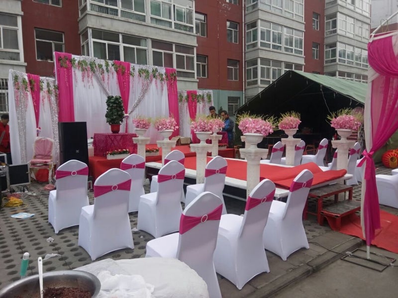 iEventStar Chair Sashes Chair Bow Chair Decoration Spandex Stretch Band with Buckle Slider for Wedding Party Events10PCS (Fuchsia) - Image 3