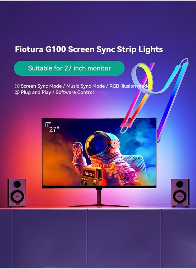 Joshberg 27 Inch Monitor LED Backlight,LED Strip Lights That Sync with Screen Color or Music,RGBIC Computer Light Bar Behind Monitor，LEDs for Desk Gaming，USB Interface,Software Control  - Image 2