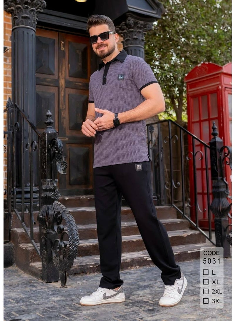 Men's summer tracksuit, casual and sporty, short-sleeved t-shirt and pants, 100% Jamaican cotton, size XL - Image 1