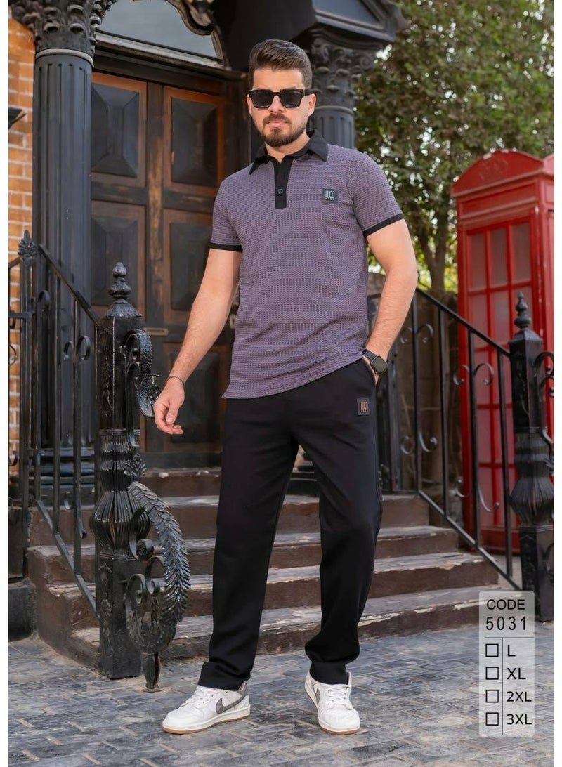 Men's summer tracksuit, casual and sporty, short-sleeved t-shirt and pants, 100% Jamaican cotton, size XL - Image 3