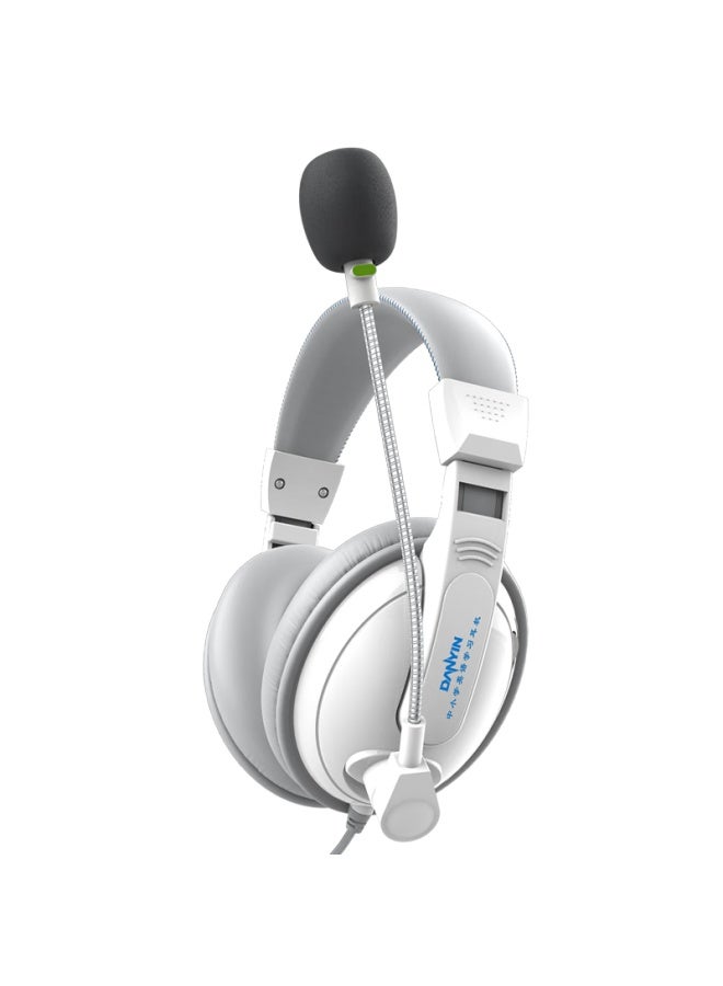 Danyin D3000 Headphones Over Ear Computer Headset For Kids Students English Listening Speaking Exam Study Oral Online Course Ai Dialogue Notebook With Microphone White - Image 2
